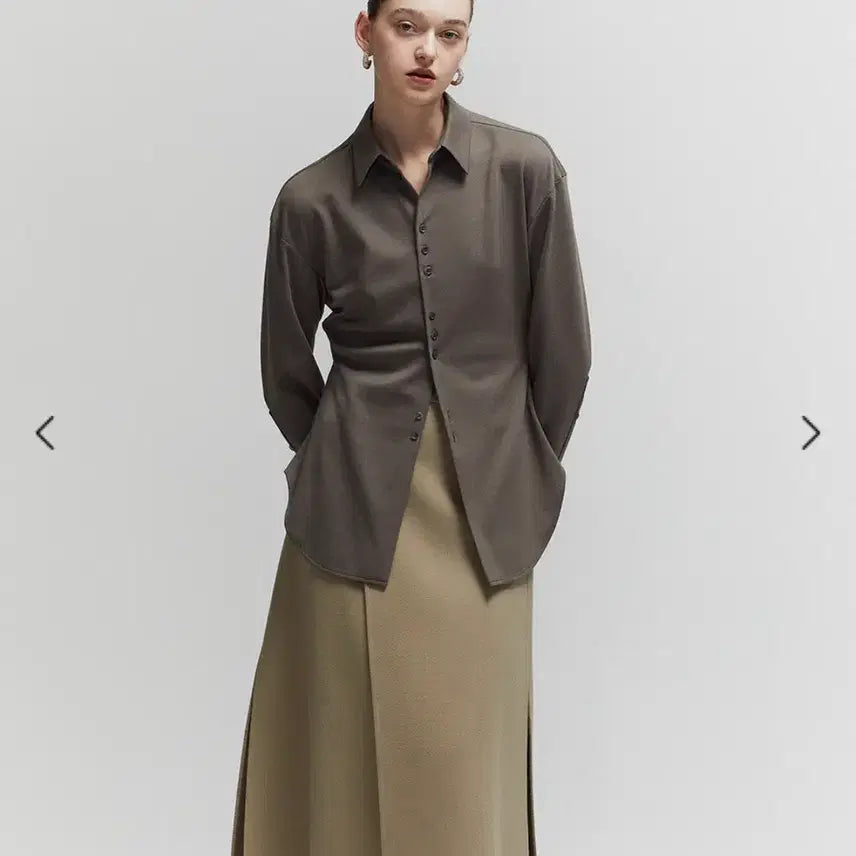 [BUNJANG] L'HAS S Khaki Long Sleeve Shirt / L'HAS 르하스 긴팔 셔츠 카키 S