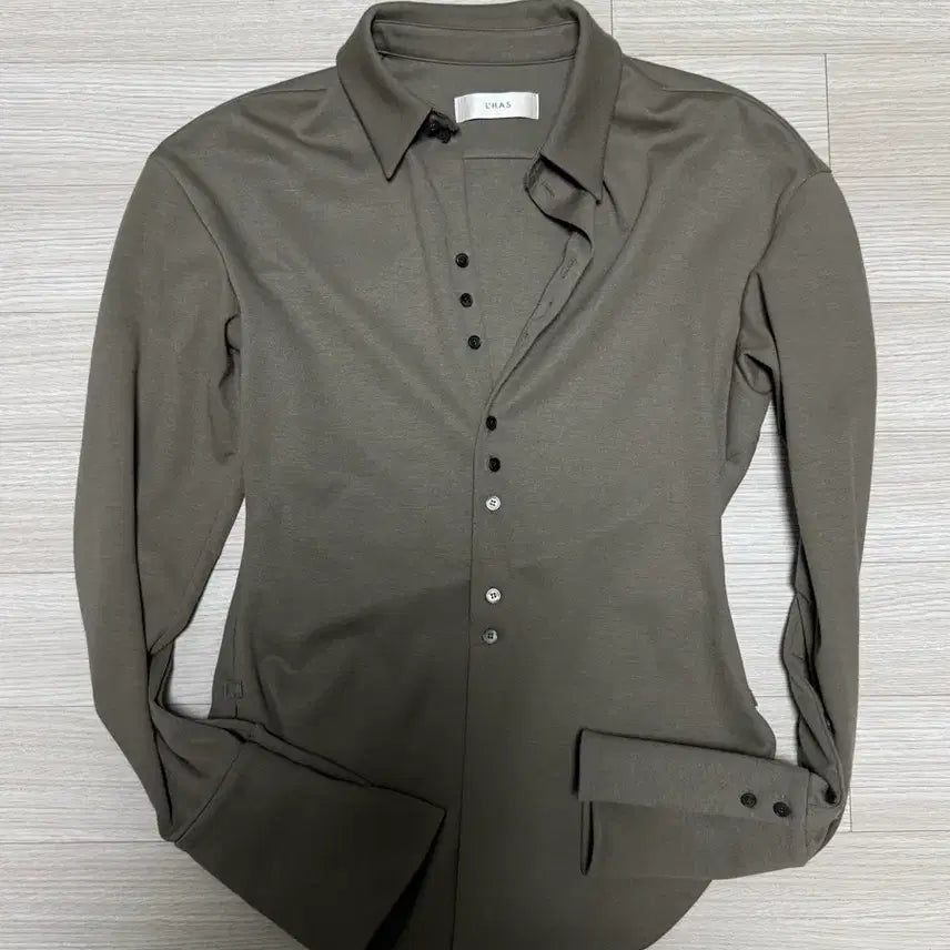 [BUNJANG] L'HAS S Khaki Long Sleeve Shirt / L'HAS 르하스 긴팔 셔츠 카키 S