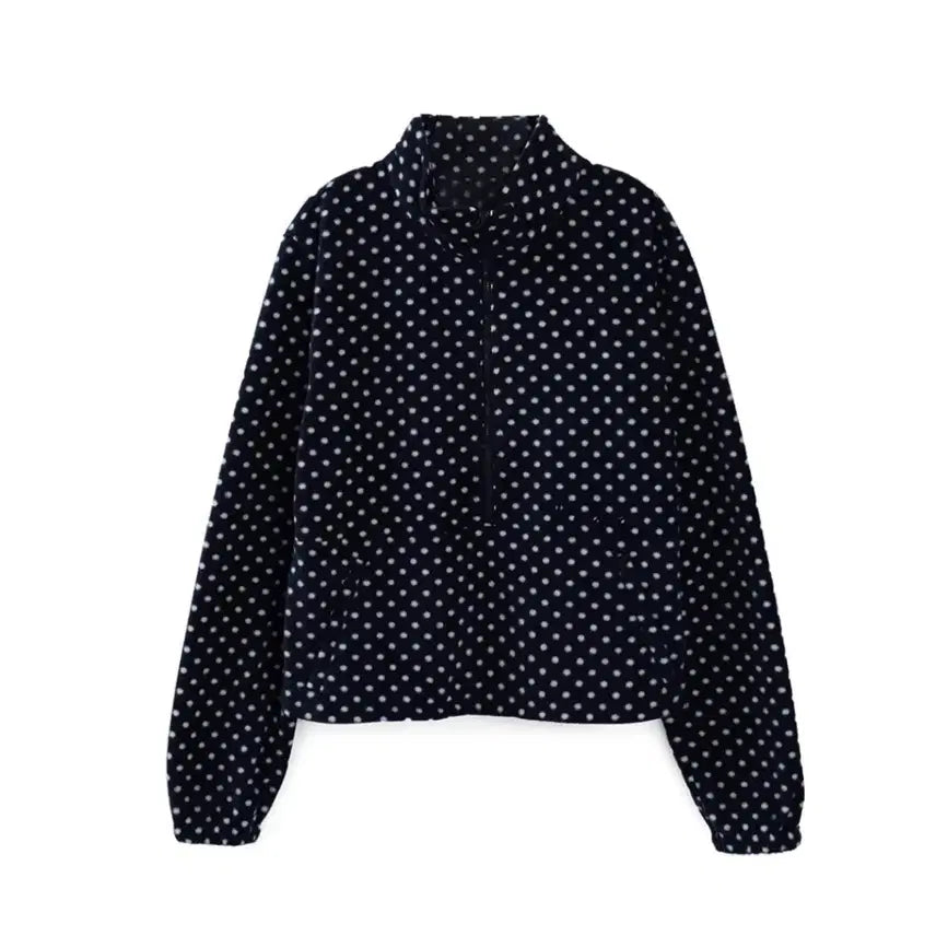 [BUNJANG] Mused Slim Fit Fleece Anorak / Mused slim fit fleece anorak navy/dot
