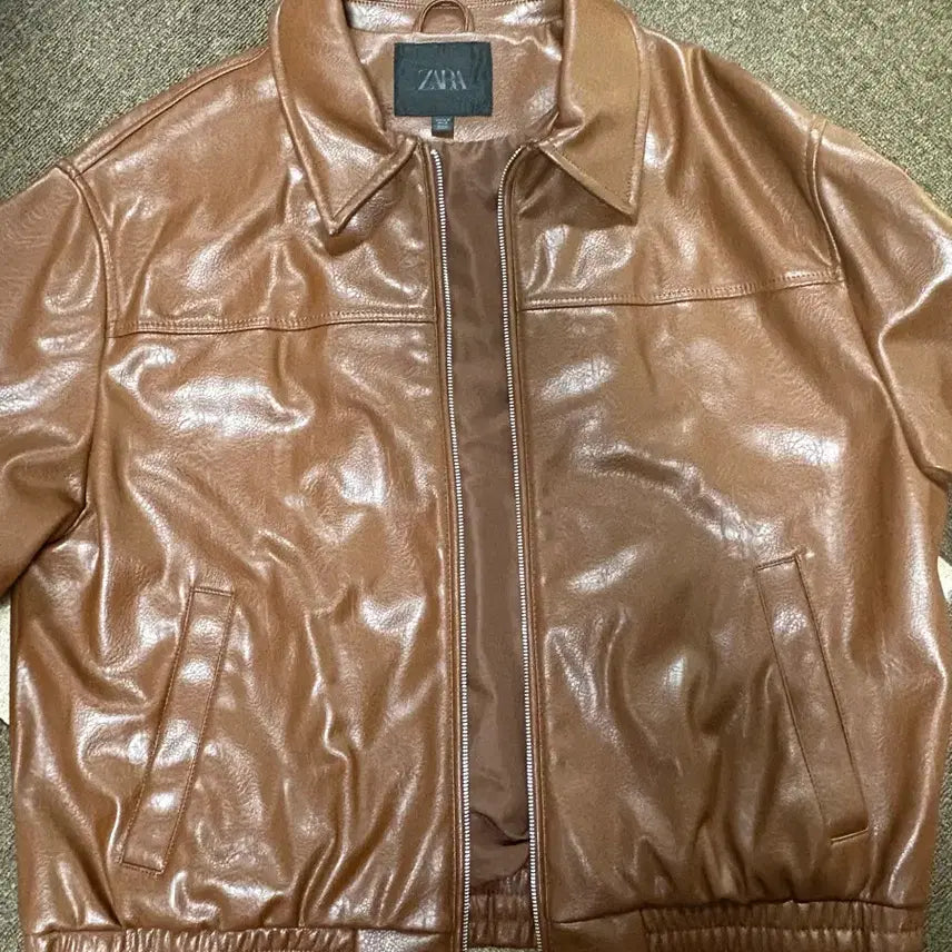 [BUNJANG] ZARA Brown Leather Jacket (M) / 자라 브라운 레더 자켓(m)