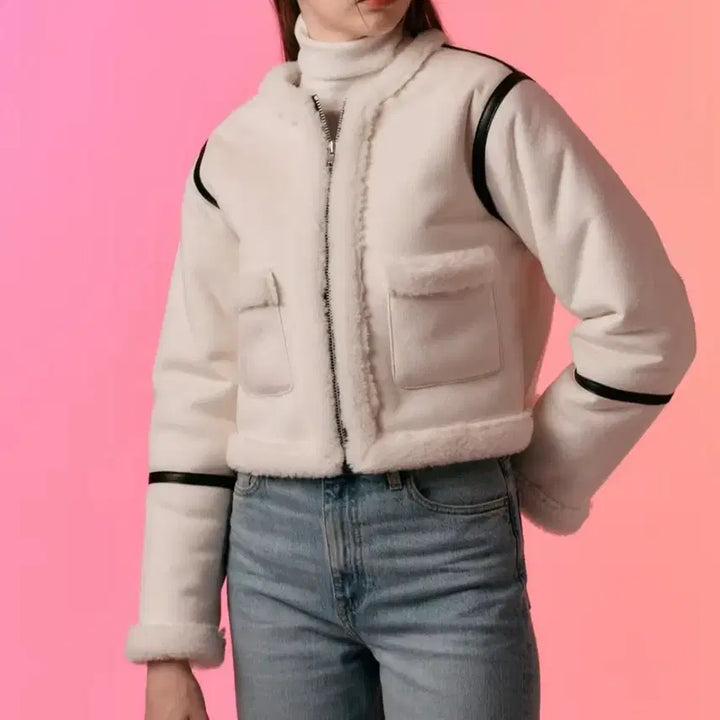 [BUNJANG] Collet Crop Mustang White / 콜릿 크롭 무스탕 흰색