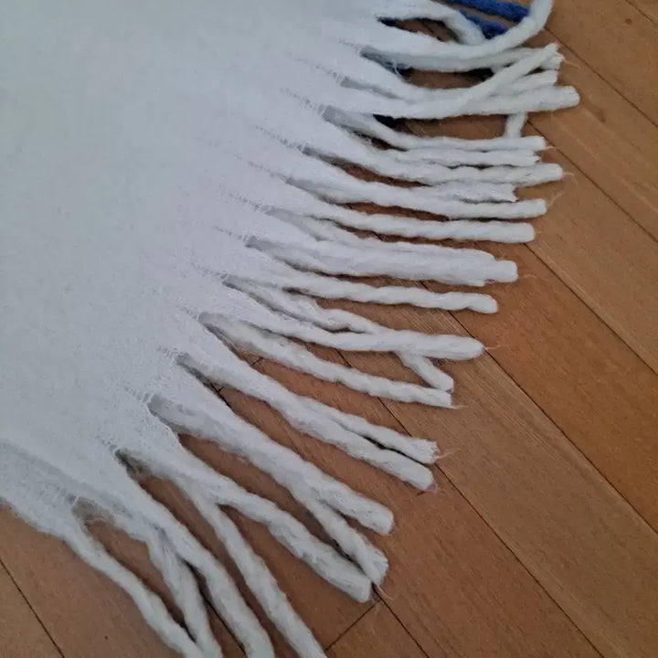 [BUNJANG] Fringe Scarf (Black/Pale Blue/White) / 블랙/페일블루/화이트 프린지 머플러새상품