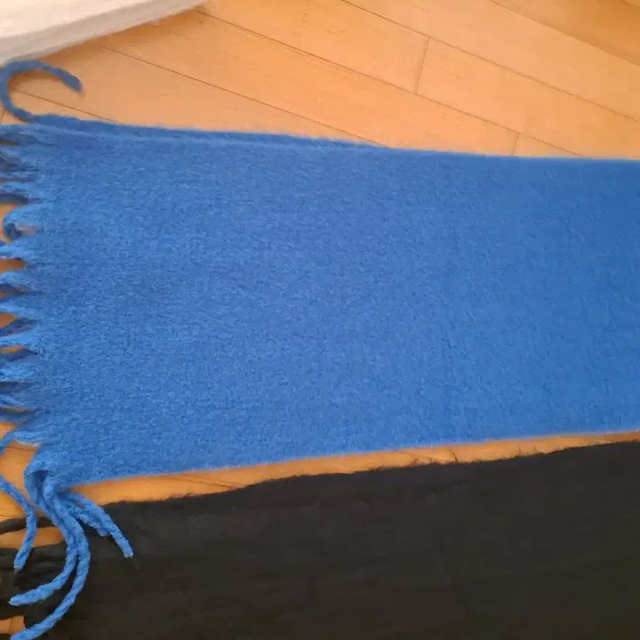 [BUNJANG] Fringe Scarf (Black/Pale Blue/White) / 블랙/페일블루/화이트 프린지 머플러새상품