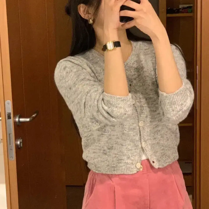 [SOLD OUT] 미엘 라운드 보카시 가디건 그레이