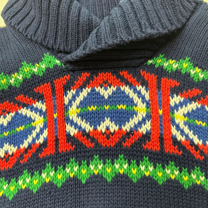 [BUNJANG] Polo Nordic Pattern Shawl Collar Knit Sweater / 폴로 숄칼라 노르딕패턴 긴팔 니트