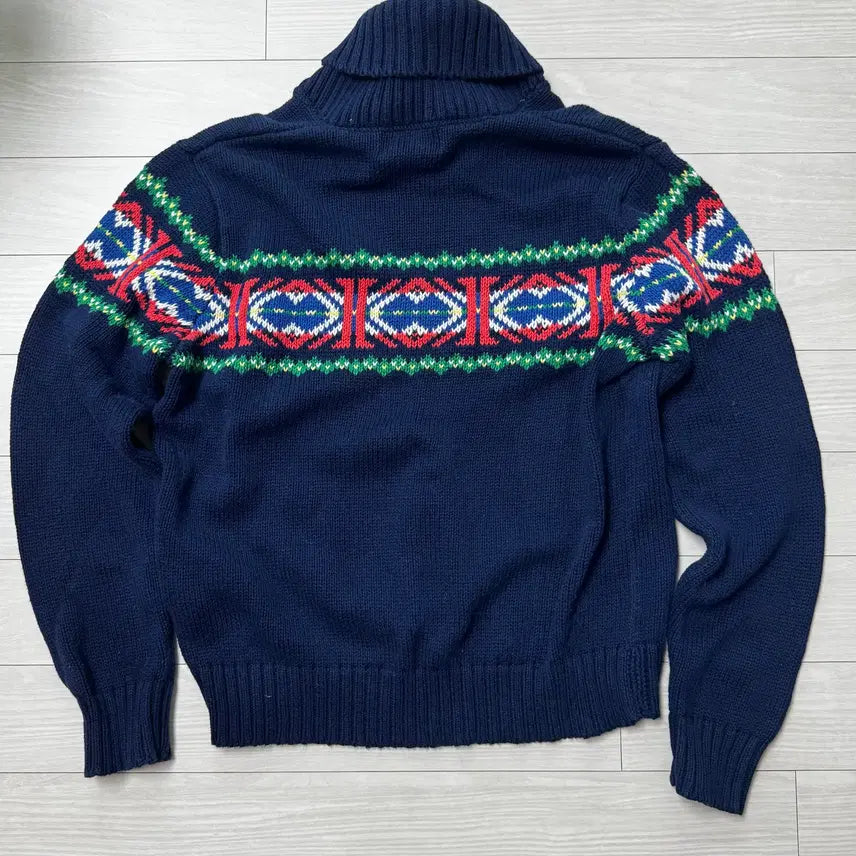 [BUNJANG] Polo Nordic Pattern Shawl Collar Knit Sweater / 폴로 숄칼라 노르딕패턴 긴팔 니트