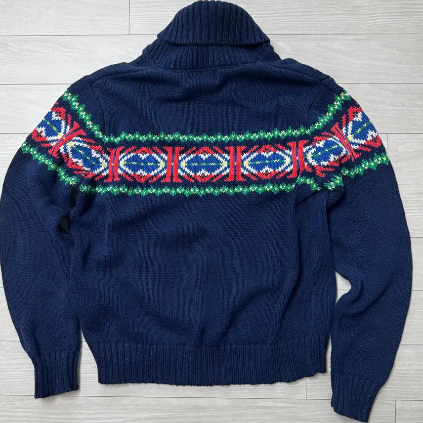 [BUNJANG] Polo Nordic Pattern Shawl Collar Knit Sweater / 폴로 숄칼라 노르딕패턴 긴팔 니트
