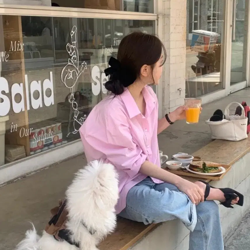 [BUNJANG] Without Summer Papa Shirt - Pink / 위드아웃썸머 파파셔츠 핑크