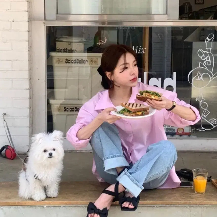 [BUNJANG] Without Summer Papa Shirt - Pink / 위드아웃썸머 파파셔츠 핑크