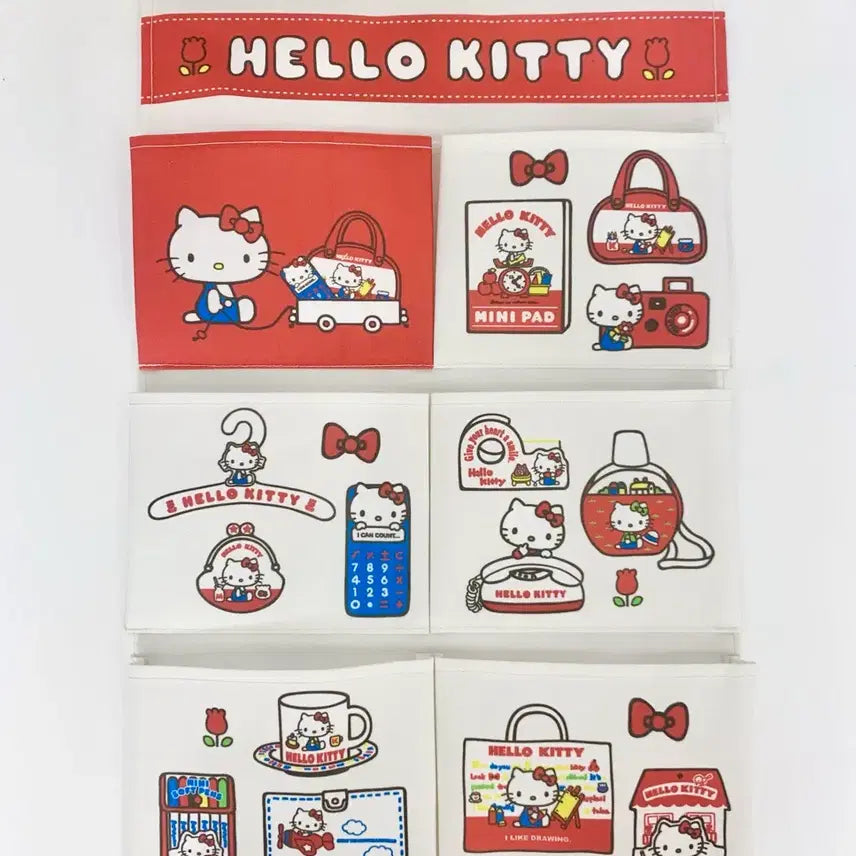 [BUNJANG] 산리오 헬로키티 레트로kt 월포켓 벽걸이 데코 수납 포켓 파우치 / 산리오 헬로키티 레트로kt 월포켓 벽걸이 데코 수납 포켓 파우치