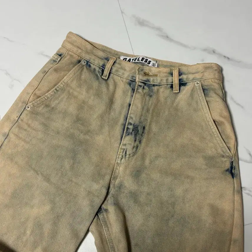 [BUNJANG] Fa.er.ie Fairy Printed Pintuck Denim Pants (S) / Fa.er.ie 샵페어리 나염 핀턱 데님 팬츠 (S)