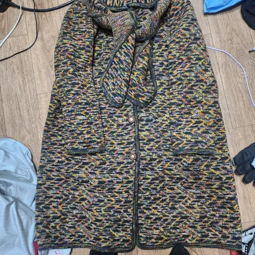 [BUNJANG] Escalier Multi-Color Knit Long Cardigan / 에스칼리에 멀티컬러 니트 롱 가디건100