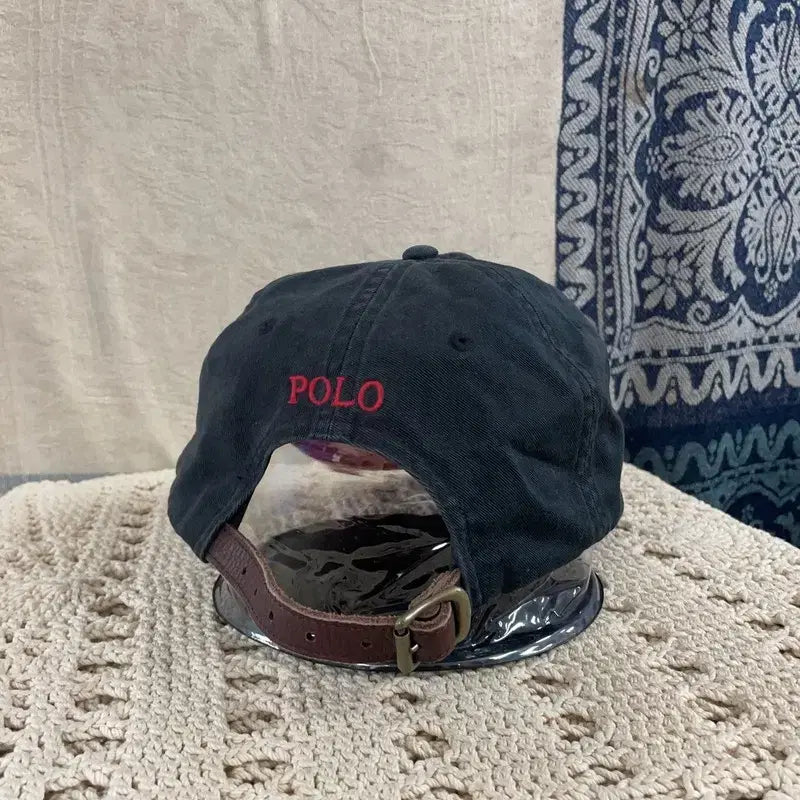 [BUNJANG] Polo Ralph Lauren Embroidered Cotton Chino Baseball Cap / [F] 폴로랄프로렌 블랙 자수 코튼 치노 볼캡 모자