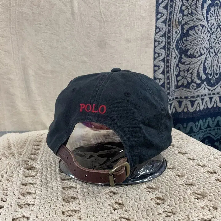 [BUNJANG] Polo Ralph Lauren Embroidered Cotton Chino Baseball Cap / [F] 폴로랄프로렌 블랙 자수 코튼 치노 볼캡 모자