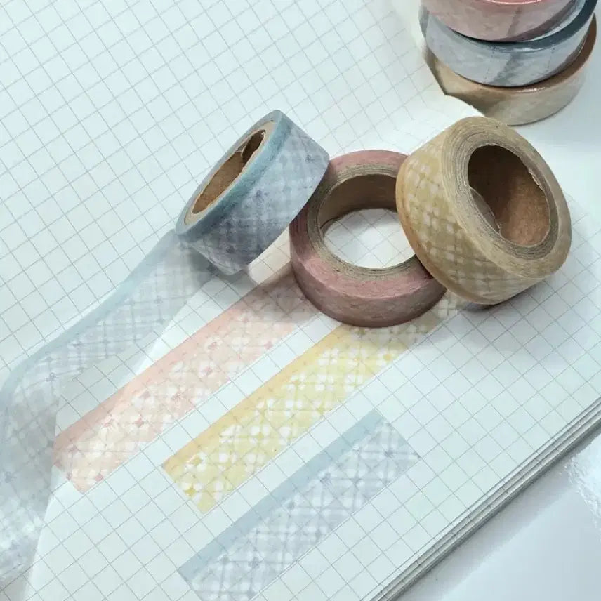 [BUNJANG] Weeekly BoDeul Check Ribbon 3-Piece Set Washi Tape 1m / 소원함 보들체크리본 3종 일괄 마테띵 1m