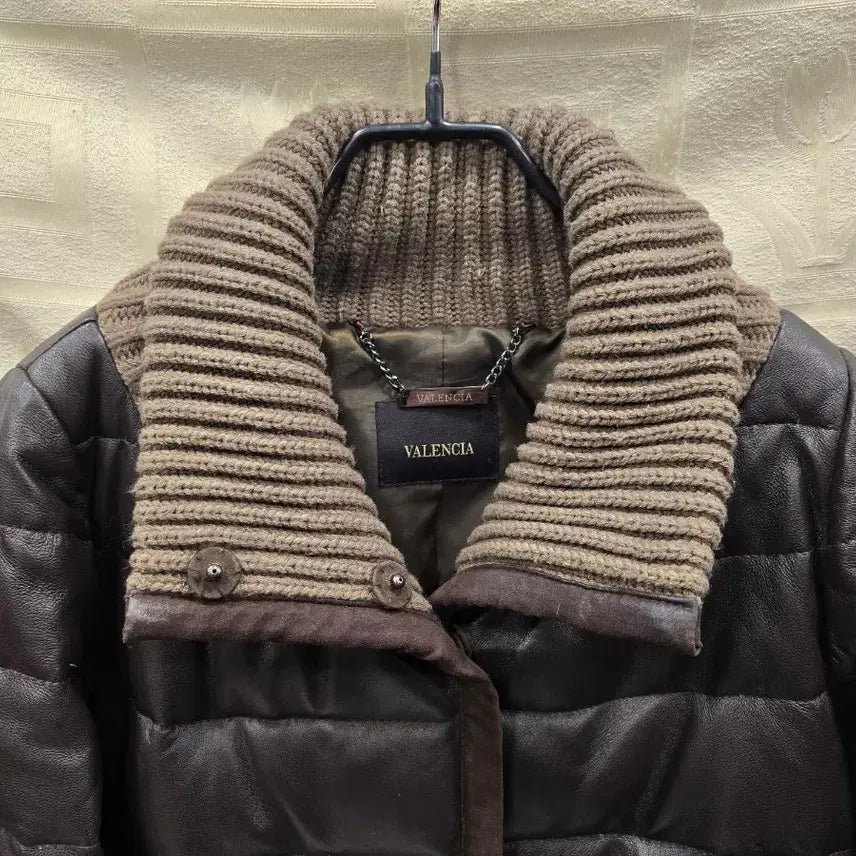 [BUNJANG] VALENCIA Leather Long Padded Jacket (Size S) / 발렌시아 VALENCIA 양가죽 롱 패딩 55(S)
