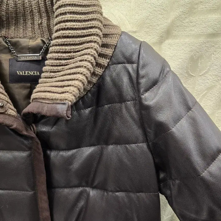 [BUNJANG] VALENCIA Leather Long Padded Jacket (Size S) / 발렌시아 VALENCIA 양가죽 롱 패딩 55(S)