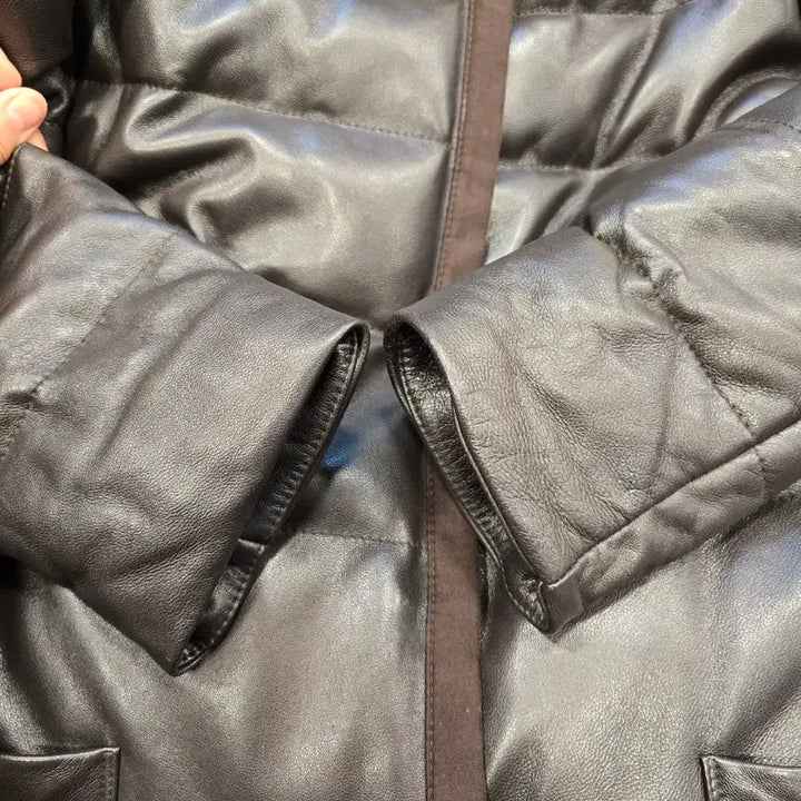 [BUNJANG] VALENCIA Leather Long Padded Jacket (Size S) / 발렌시아 VALENCIA 양가죽 롱 패딩 55(S)