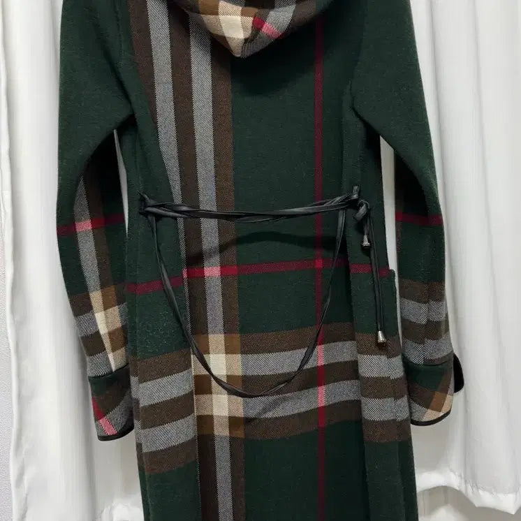 [BUNJANG] Unisex Check Pattern Hooded Long Coat / 체크패턴 후드 롱 코트