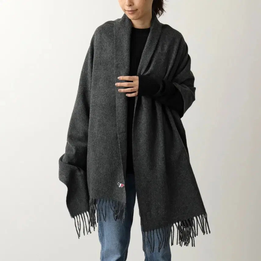 [BUNJANG] Maison Kitsune Fox Logo Navy Muffler / 메종키츠네 폭스 로고 네이비 머플러