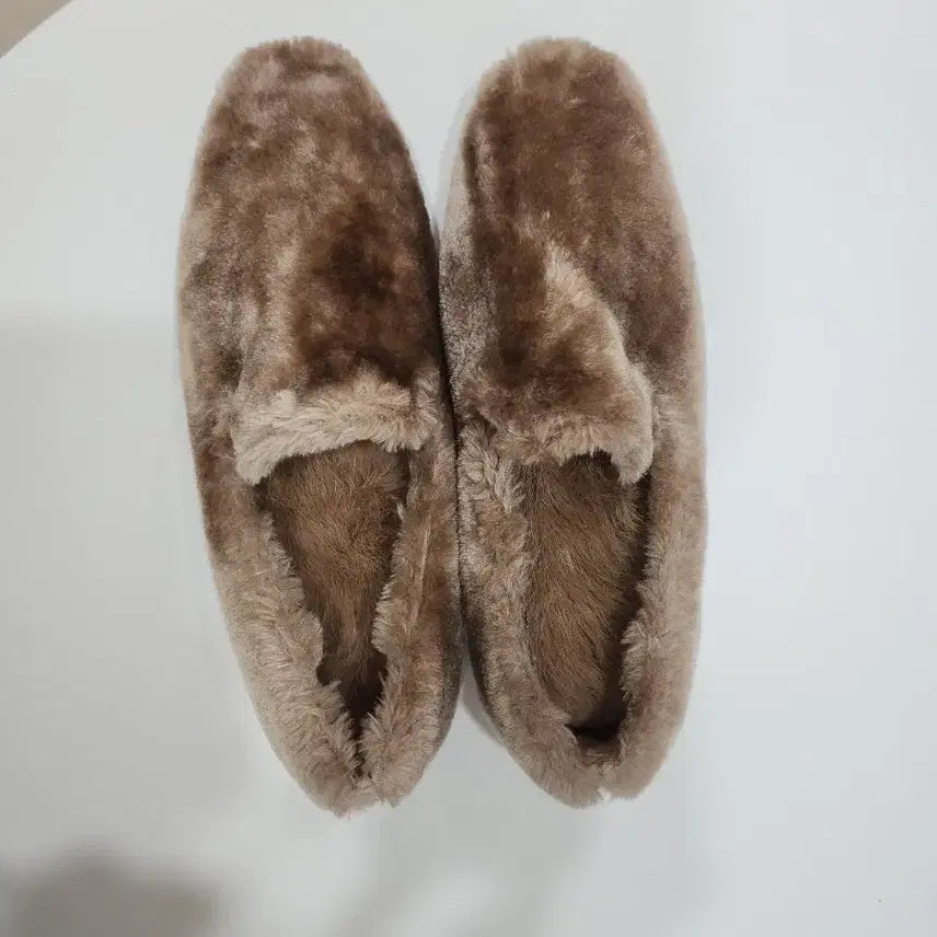 [BUNJANG] Brown Fur Slipper Mules / 새것))브라운 퍼 털 슬리퍼 뮬 로퍼 225-230