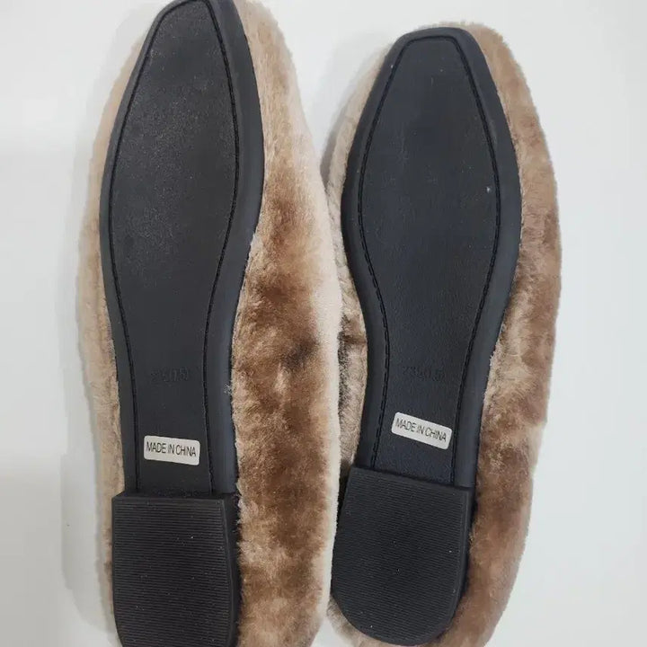 [BUNJANG] Brown Fur Slipper Mules / 새것))브라운 퍼 털 슬리퍼 뮬 로퍼 225-230