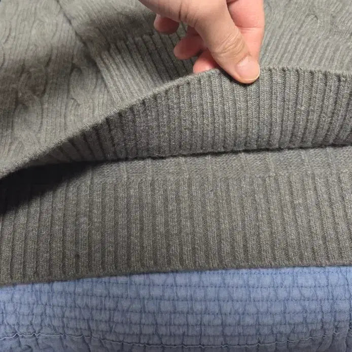 [BUNJANG] Another Office Cable Knit Half-Zip Ash Gray / 어나더오피스 하프집업 케이블 니트 애쉬그레이 1
