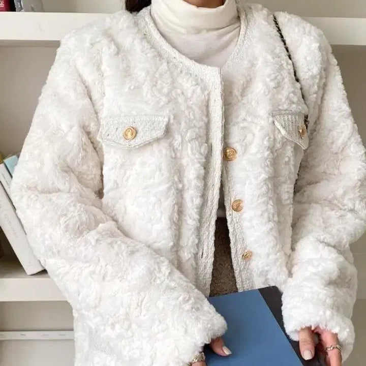 [BUNJANG] Tweed Poodle Jacket / 트위드 뽀글이 자켓 트위드코트 트위드자캣 청담동구매 뽀글이자켓 퍼자켓 퍼