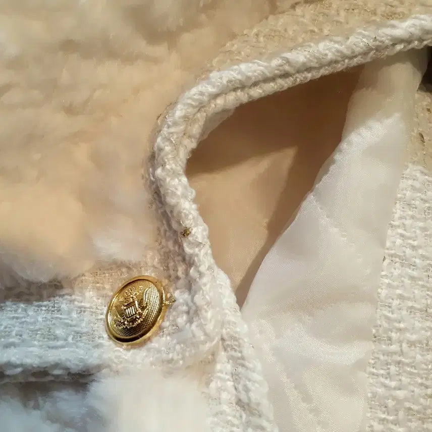 [BUNJANG] Tweed Poodle Jacket / 트위드 뽀글이 자켓 트위드코트 트위드자캣 청담동구매 뽀글이자켓 퍼자켓 퍼