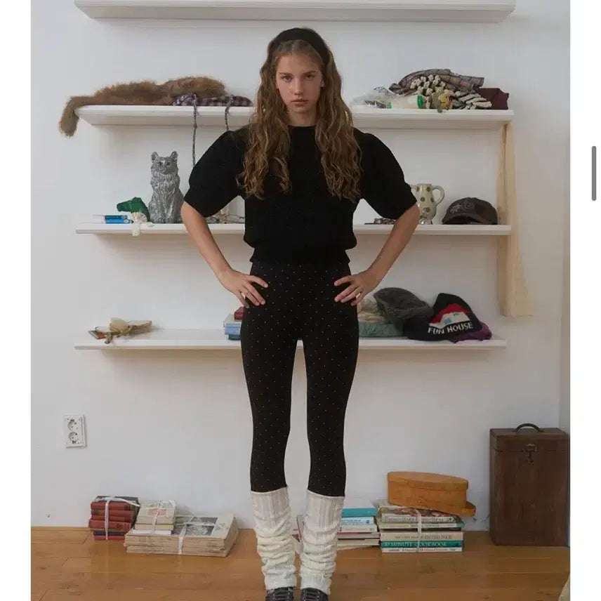 [BUNJANG] Fun From Fun Dot Leggings Leg Warmers Black / 펀프롬펀 도트 레깅스 레그워머 블랙