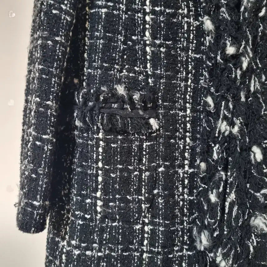 [BUNJANG] Cressong Black Tweed Long Jacket / 크레송 블랙 트위드 롱자켓