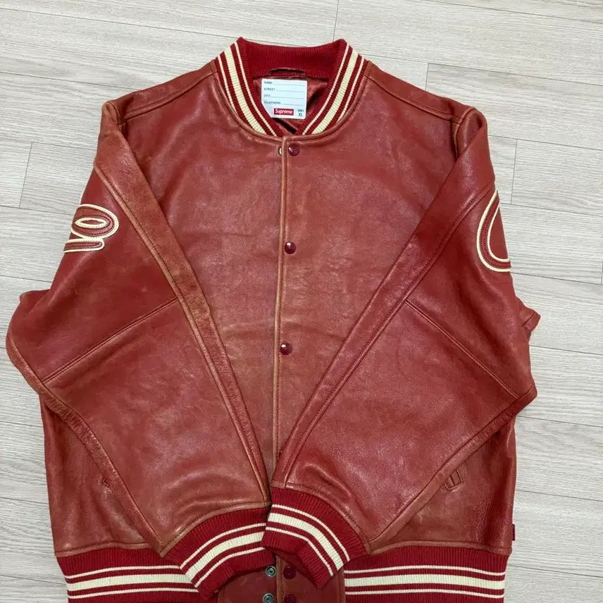 [BUNJANG] Supreme All-Leather Varsity Jacket Red / XL 슈프림 원 레더 바시티 레드