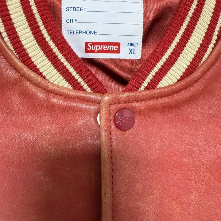 [BUNJANG] Supreme All-Leather Varsity Jacket Red / XL 슈프림 원 레더 바시티 레드