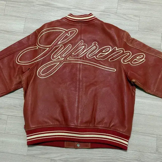 [BUNJANG] Supreme All-Leather Varsity Jacket Red / XL 슈프림 원 레더 바시티 레드
