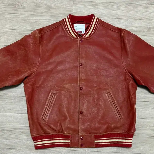 [BUNJANG] Supreme All-Leather Varsity Jacket Red / XL 슈프림 원 레더 바시티 레드