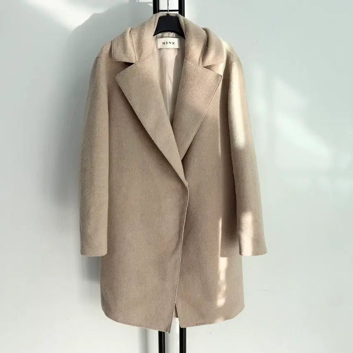 [BUNJANG] MINE Beige Wool Angora Handmade Coat / 정품 MINE 마인 베이지 양모 앙고라 핸드메이드 코트