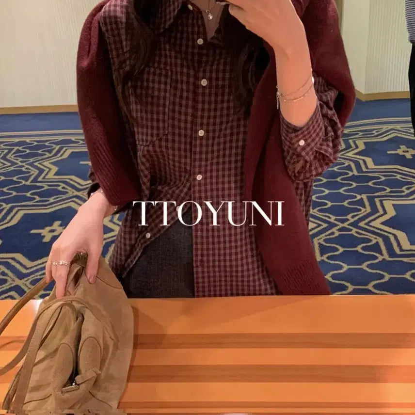 [BUNJANG] Pretty Young Thing Checkered Fleece Shirt (Navy) / 프리티영띵 체크 기모 셔츠 (네이비)