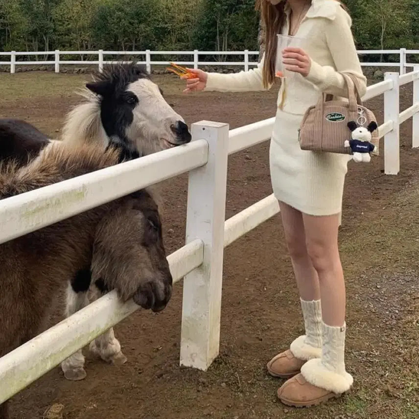 [BUNJANG] Trendy Apparel Cable Knit Long Socks / 트렌디어패럴 울 꽈배기 롱 삭스