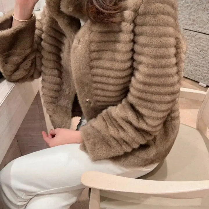 [BUNJANG] Brown Faux Fur Jacket / 퍼자켓 브라운