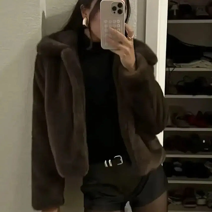 [BUNJANG] Temu Faux Fur Jacket (Brown, Size S) / 새상품 테무 퍼자켓 브라운 S사이즈