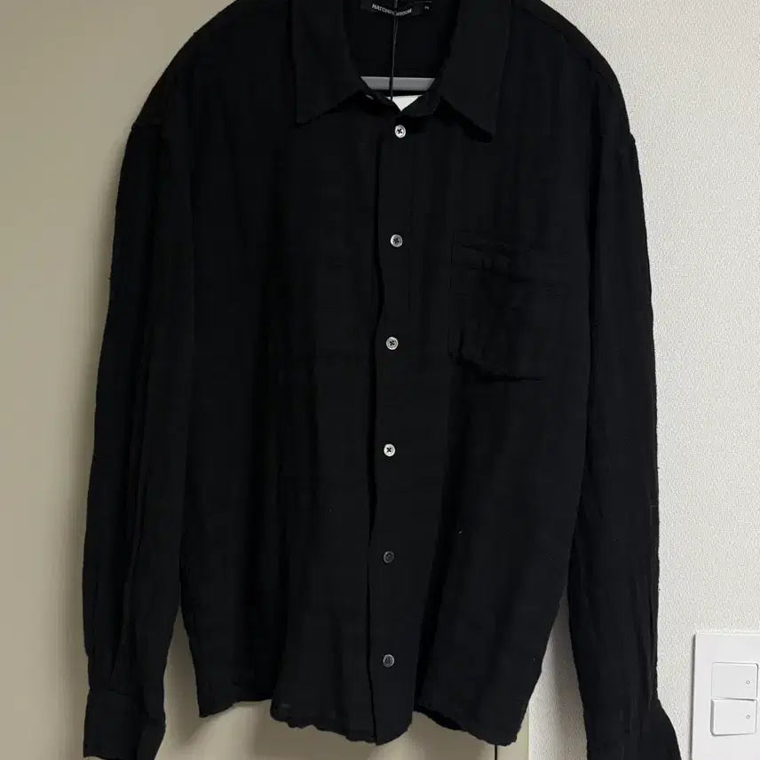 [BUNJANG] Hatching Room Stripe Classic Shirt - Black / [2] 해칭룸 거즈 스트라이프 클래식 셔츠 블랙