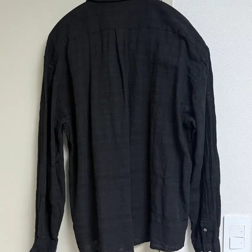 [BUNJANG] Hatching Room Stripe Classic Shirt - Black / [2] 해칭룸 거즈 스트라이프 클래식 셔츠 블랙