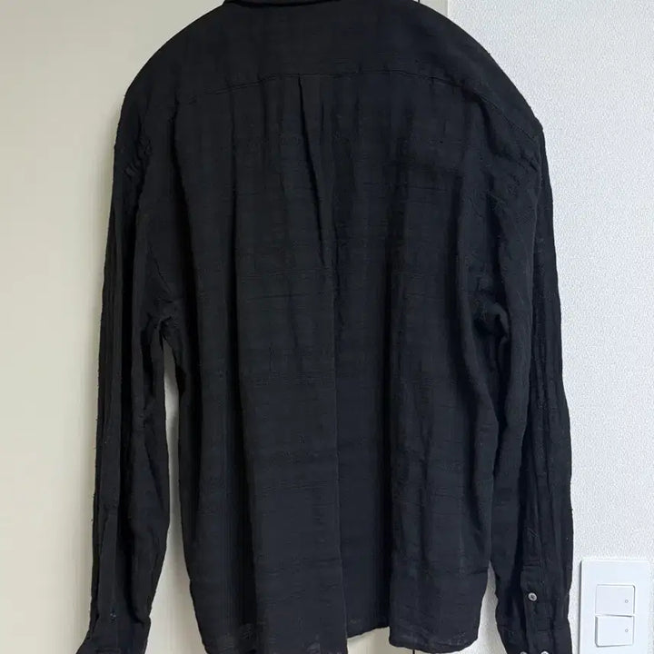 [BUNJANG] Hatching Room Stripe Classic Shirt - Black / [2] 해칭룸 거즈 스트라이프 클래식 셔츠 블랙