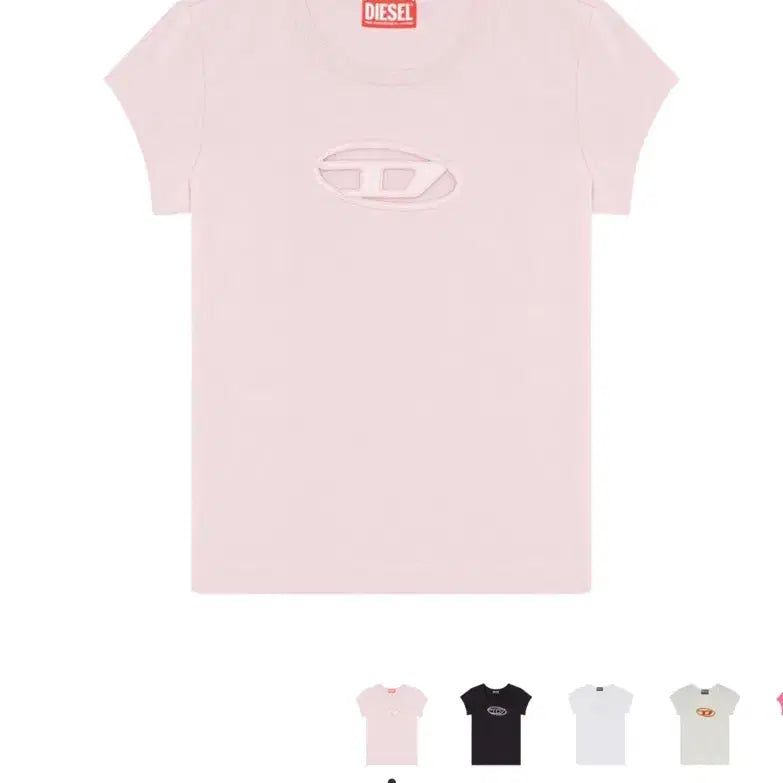 [BUNJANG] Diesel Baby Pink Picaboo Logo T-shirt / 디젤 베이비핑크 피카부로고티