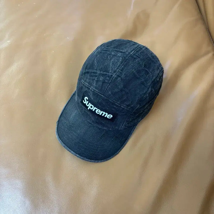 [BUNJANG] Supreme 21SS Frayed Denim Camp Cap Black / 슈프림 캠프캡 모자 박스로고 21SS 프레이드 데님 블랙