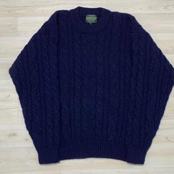 [BUNJANG] Aran Craft Cable Knit Navy L / 케니하우스 아란크래프트 케이블 니트 네이비 L