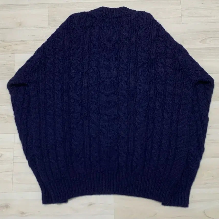 [BUNJANG] Aran Craft Cable Knit Navy L / 케니하우스 아란크래프트 케이블 니트 네이비 L