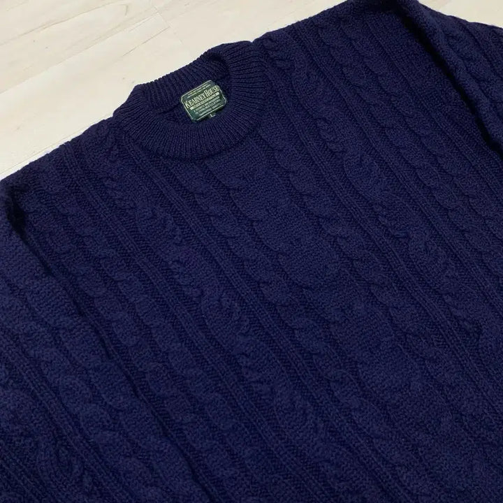 [BUNJANG] Aran Craft Cable Knit Navy L / 케니하우스 아란크래프트 케이블 니트 네이비 L