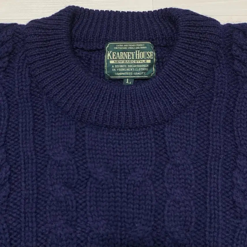 [BUNJANG] Aran Craft Cable Knit Navy L / 케니하우스 아란크래프트 케이블 니트 네이비 L