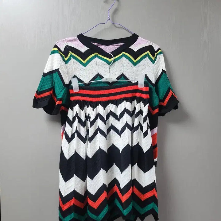 [BUNJANG] Colorful Zigzag Knit Two-Piece Set / 컬러풀 지그재그 니트 투피스 세트/M